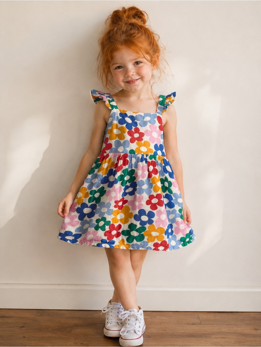 Hanna Andersson Multicolor Floral Ruffle-Strap Dress